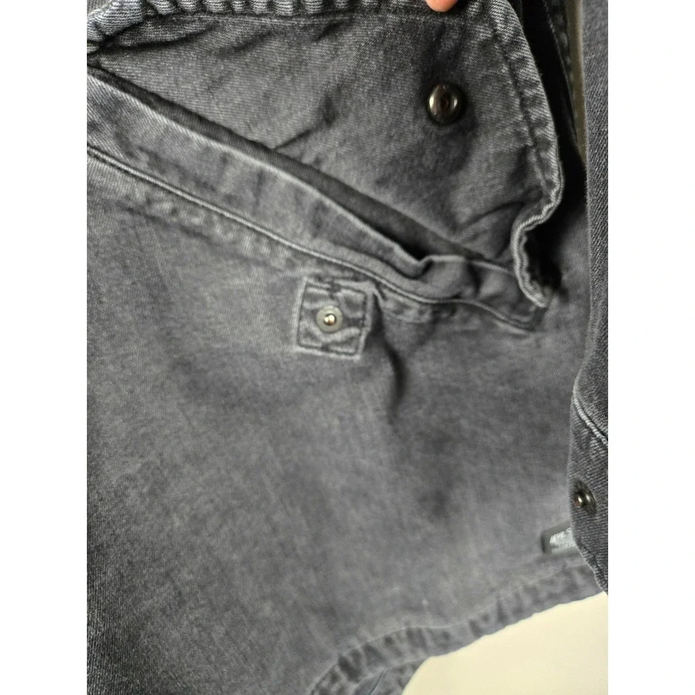 Levis Mens Hooded Denim Parka Jacket Faded Black Cotton Utility Coat Large